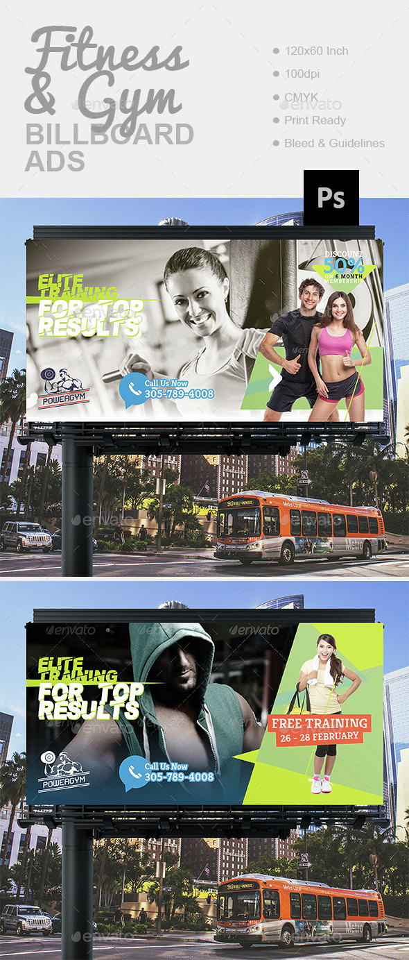 Fitness & Gym Billboard - Signage Print Templates