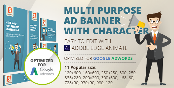 HTML5 Animated banner templates | «Character»  | Edge Animate