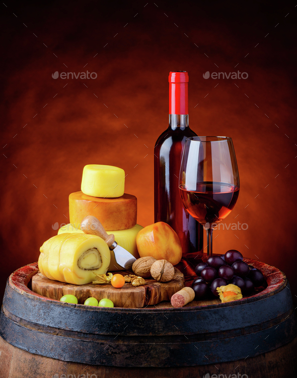 Rose Wine and Cheese Wheel Stock Photo by oizostudios PhotoDune