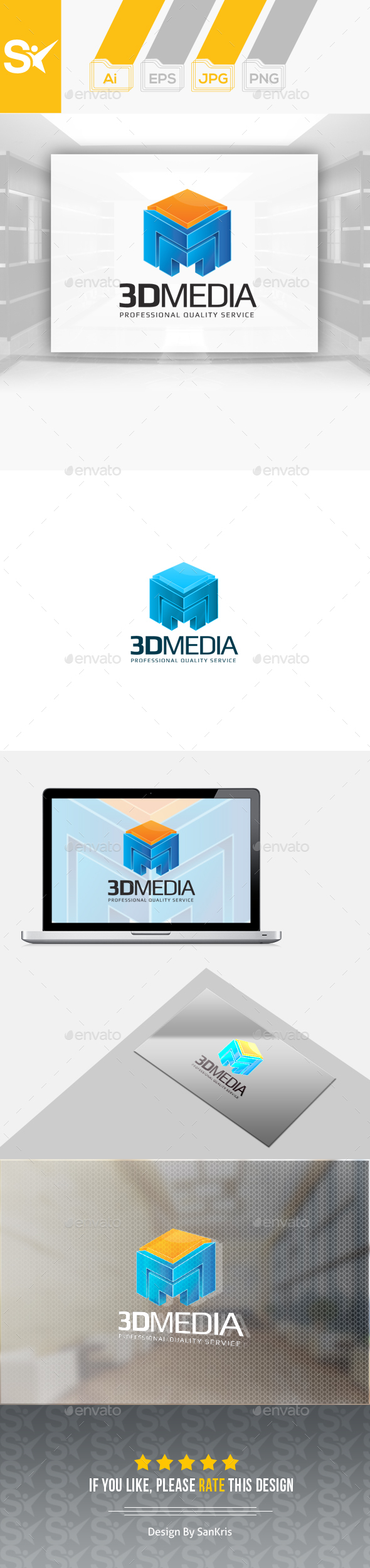 3D Media Logo - 3d Abstract