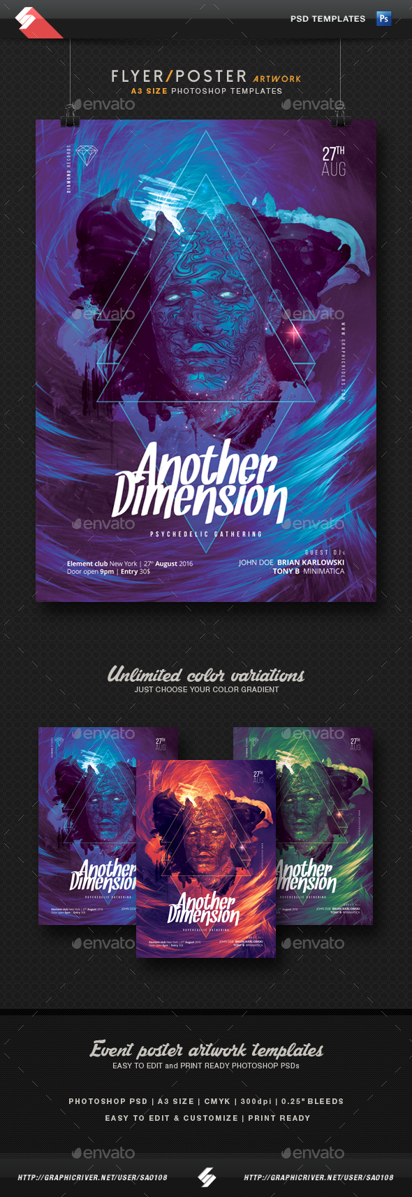 another dimension psytrance party flyer poster template a3 by sao108 psytrance flyers