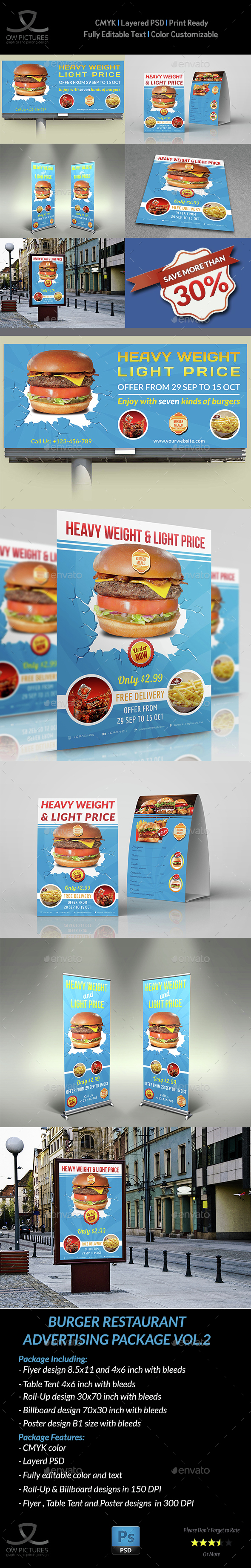 Burger Restaurant Advertising Bundle Template Vol.2 - Signage Print Templates