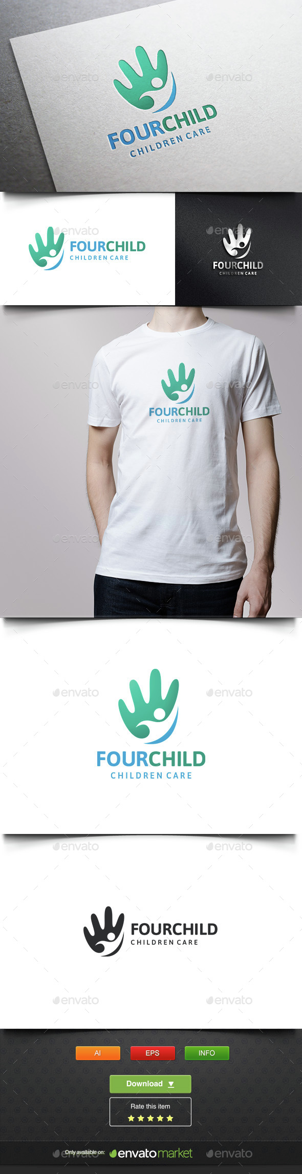 Four Child - Humans Logo Templates