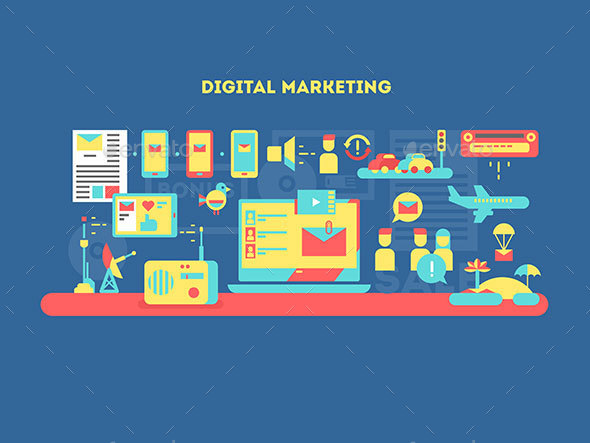 Digital Marketing Design Flat - Conceptual Vectors