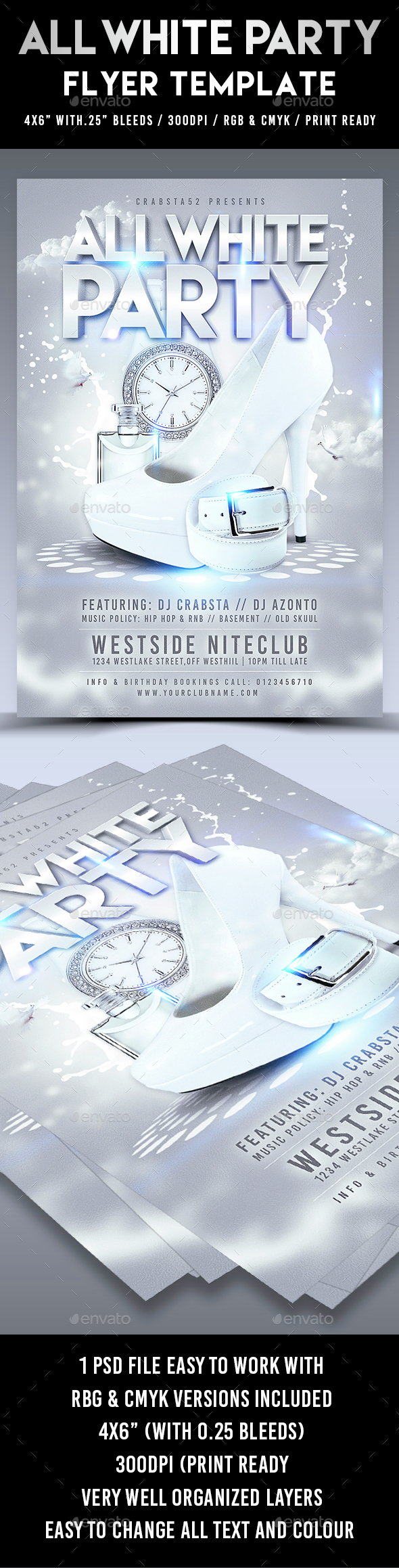 All White Party Flyer Template - Clubs & Parties Events