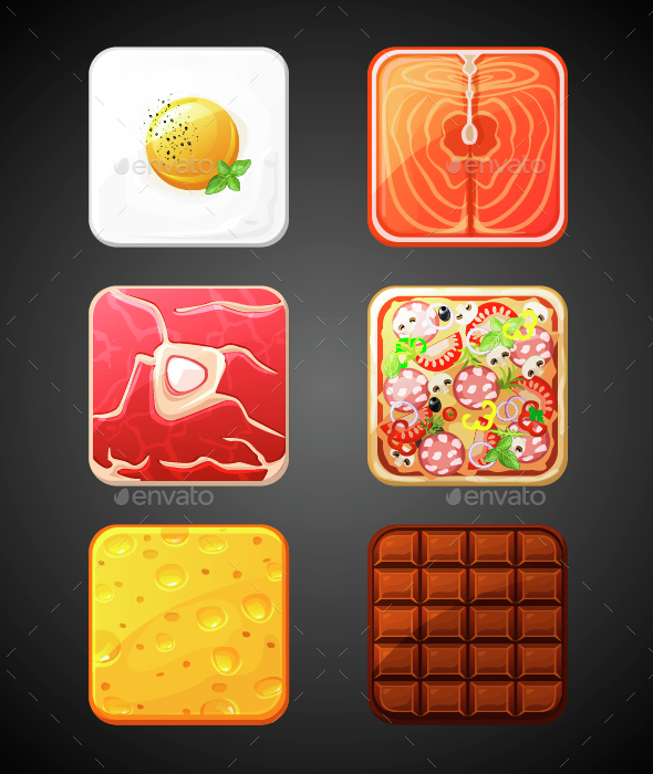 Square Food Icons - Food Objects