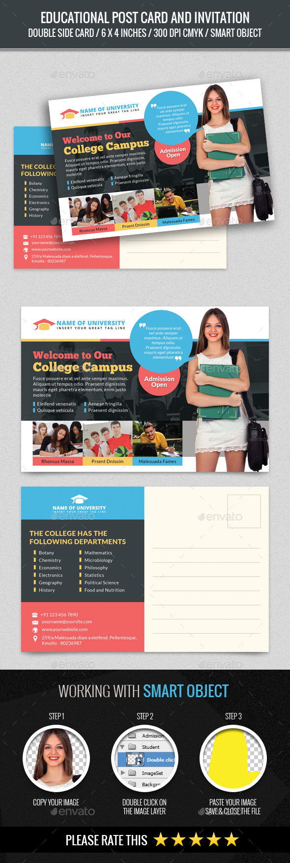Educational Post Card - Cards & Invites Print Templates