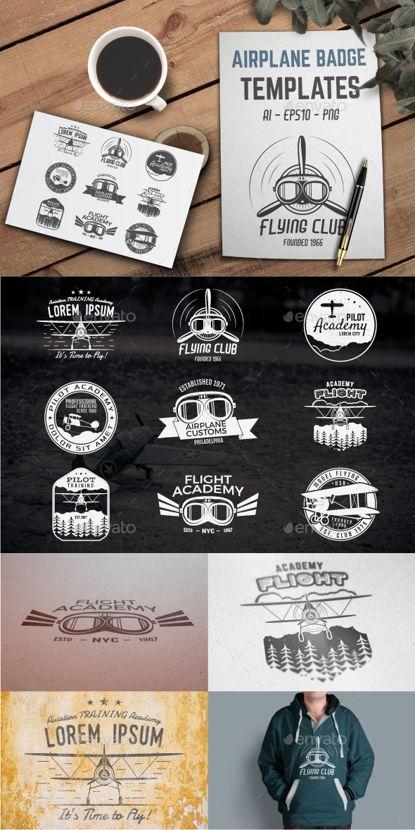 Airplane Badge Designs - Badges & Stickers Web Elements