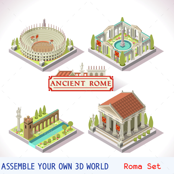 Roman 04 Tiles Isometric - Buildings Objects