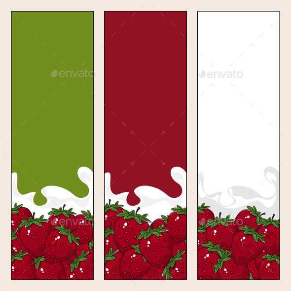 Set of Vertical Banners with Berry Strawberry - Food Objects