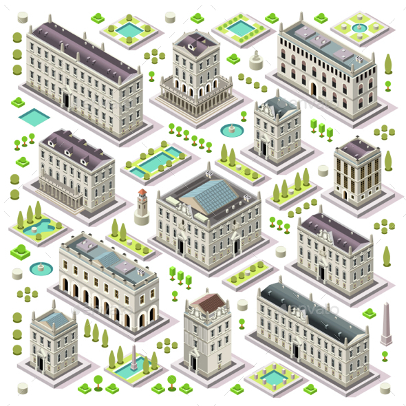 City Map Set 06 Tiles Isometric - Buildings Objects