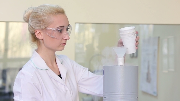 Researcher Working With Liquid Nitrogen