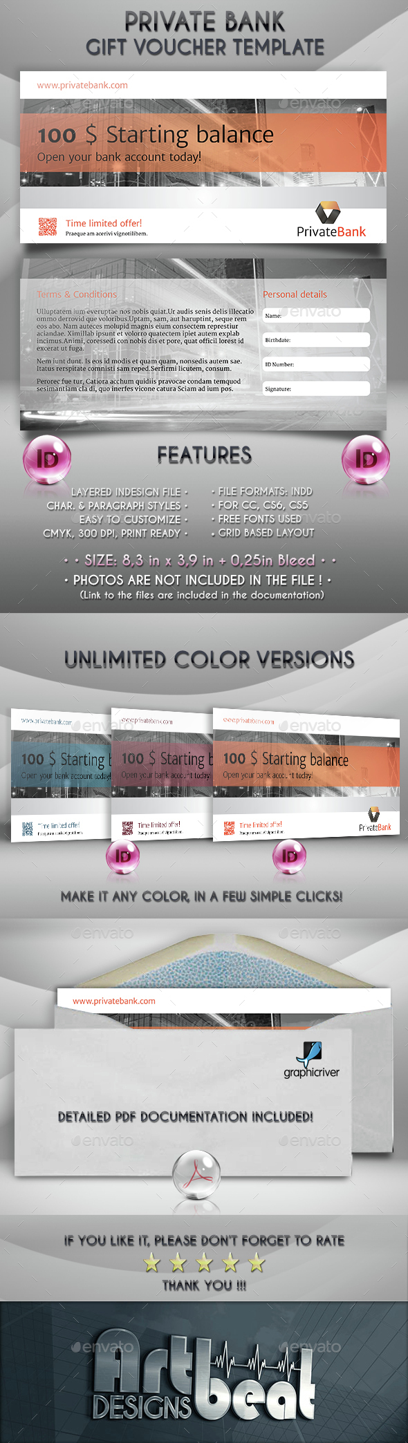 Private Bank Gift Voucher Template - Loyalty Cards Cards & Invites