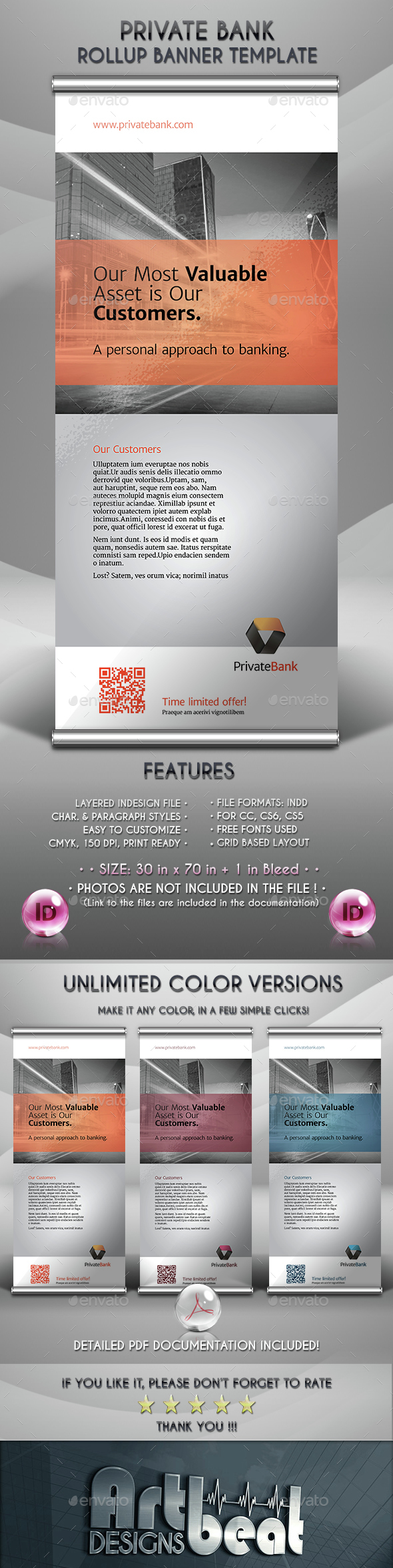 Private bank Roll-up Banner Template - Signage Print Templates