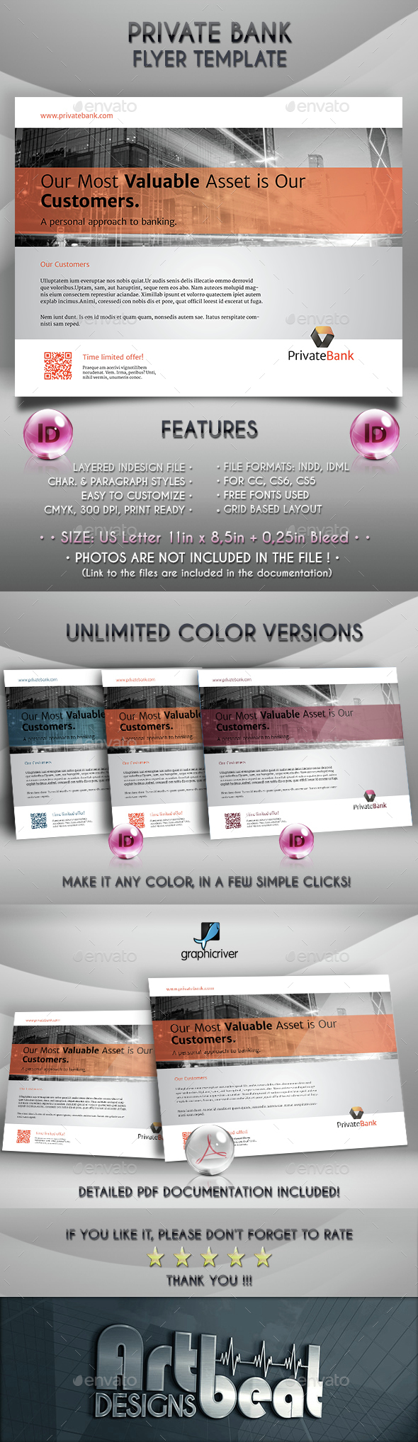Private Bank Landscape Flyer Template - Corporate Flyers