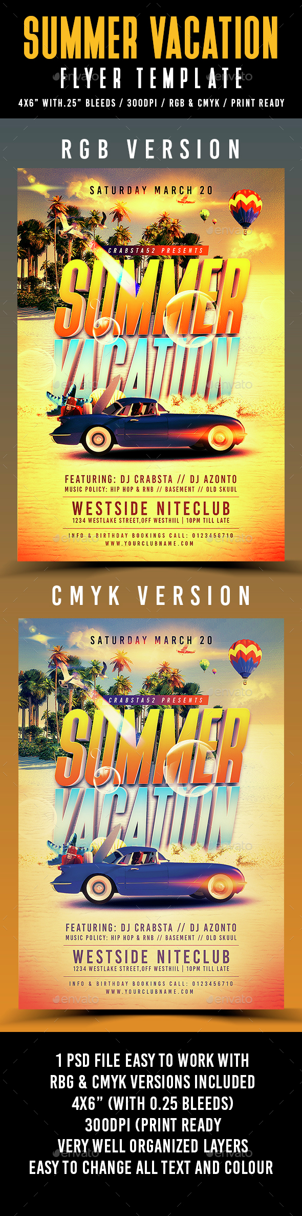 Summer Vacation Flyer Template - Flyers Print Templates