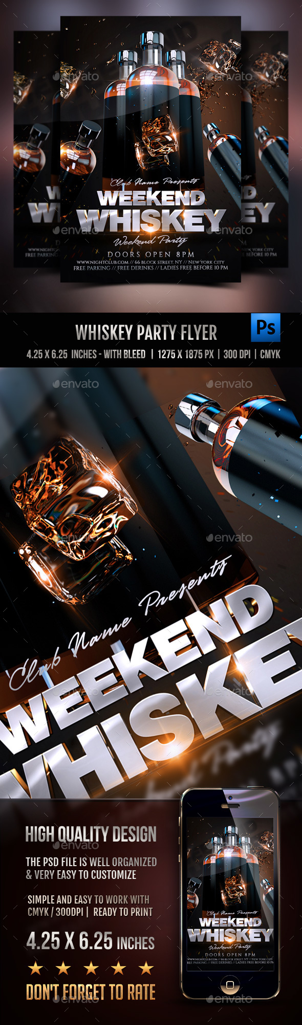 Whiskey Weekend Party Flyer - Clubs & Parties Events