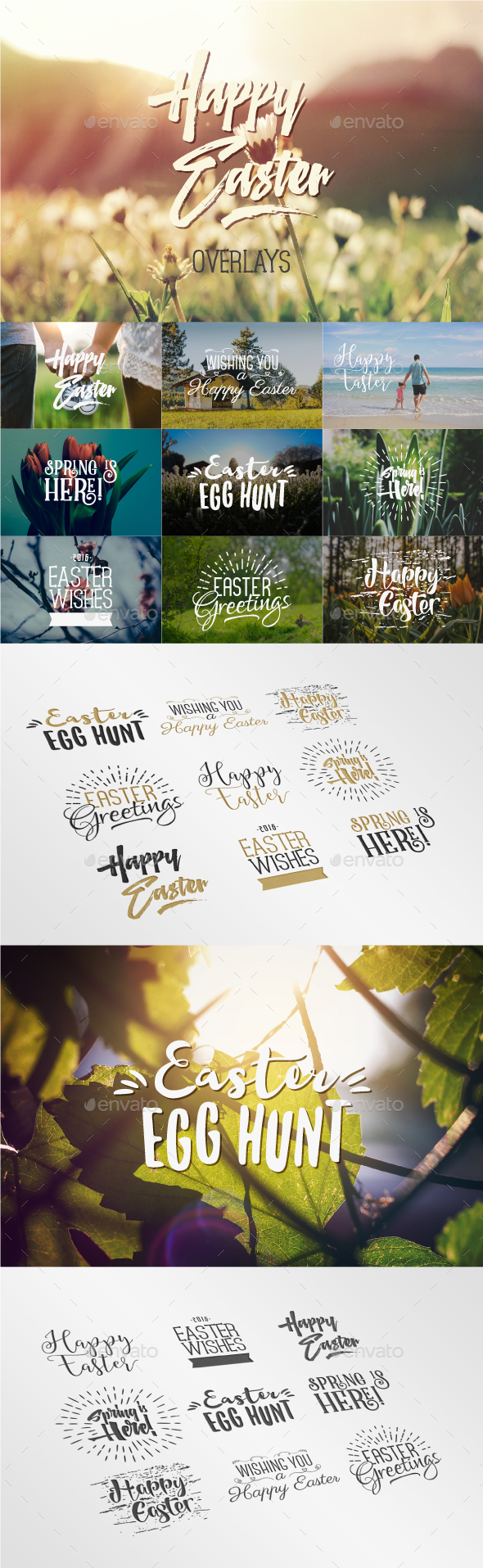 Easter Overlays & Lettering - Badges & Stickers Web Elements