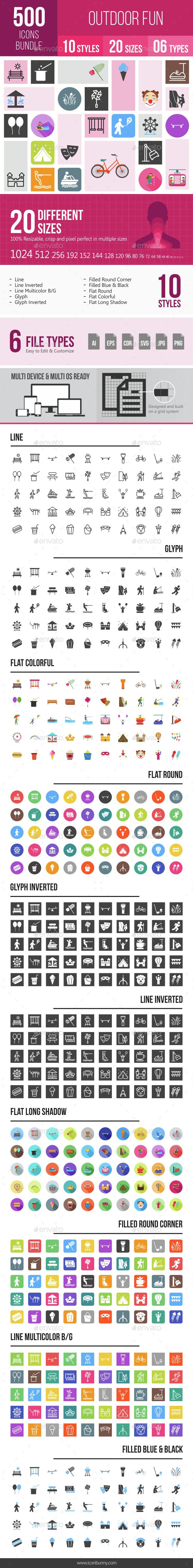 500 Outdoor Fun Icons Bundle - Icons