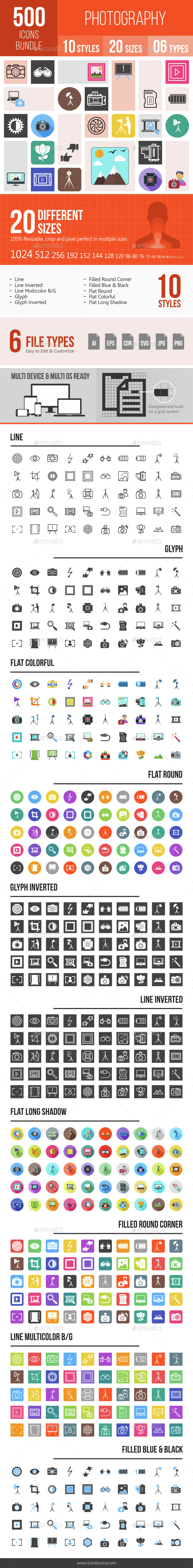 500 Photography Icons Bundle - Icons