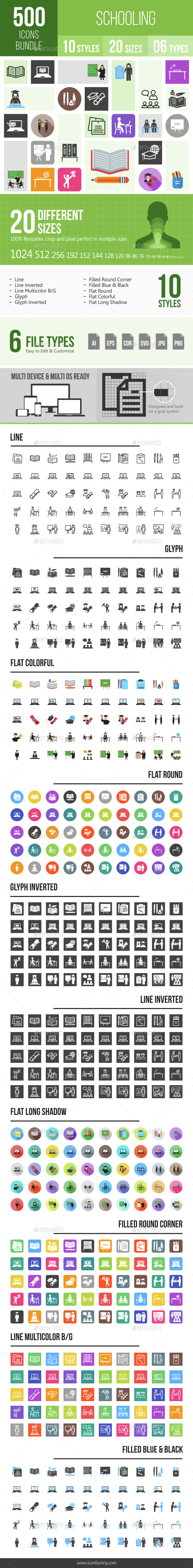 500 Schooling Icons Bundle - Icons