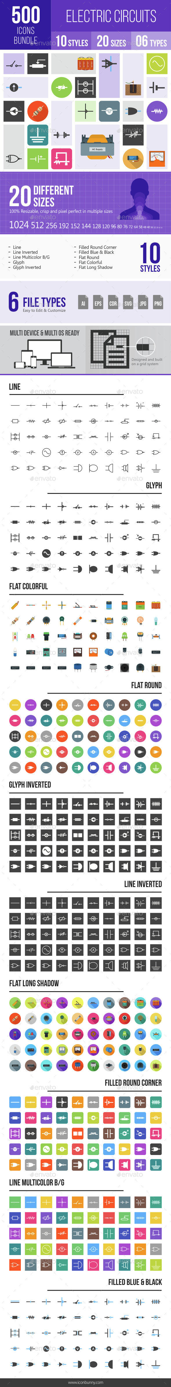 500 Electric Circuits Icons Bundle - Icons