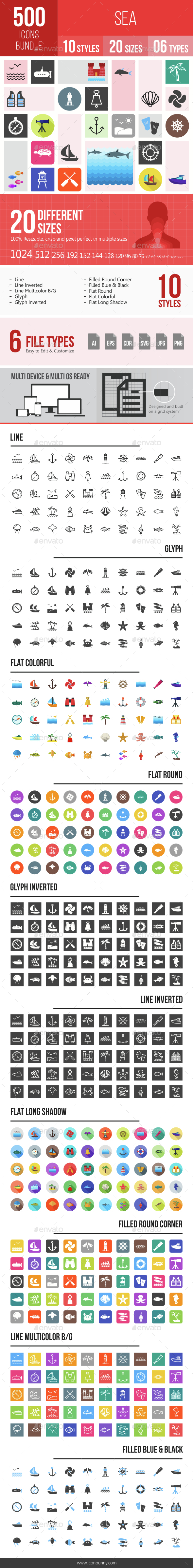 500 Sea Icons Bundle - Icons