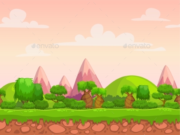 Cartoon Seamless Nature Landscape - Landscapes Nature