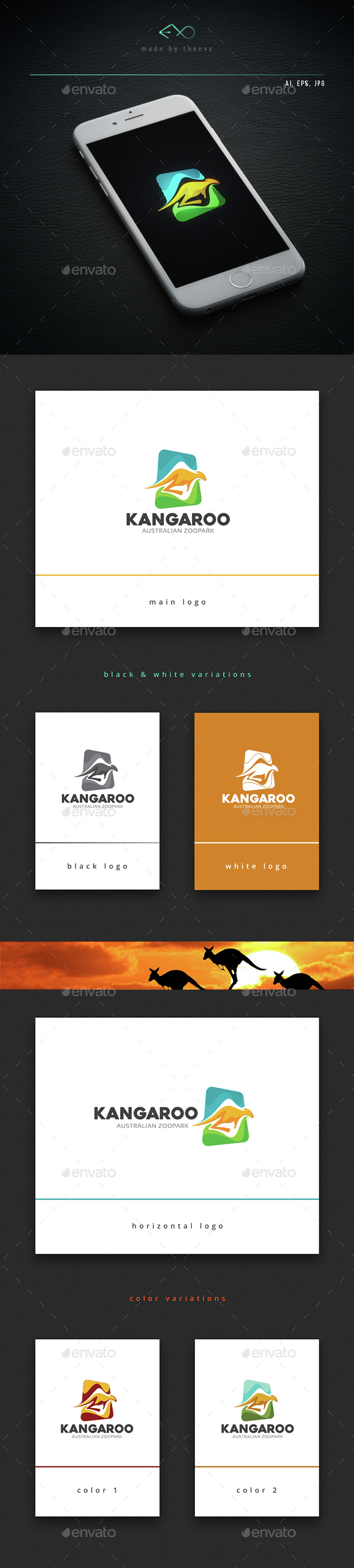 Kangaroo - Animals Logo Templates