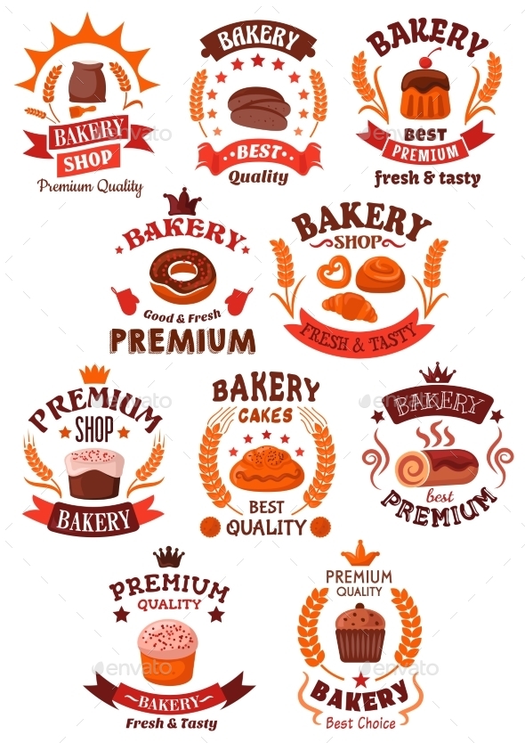 Premium Bakery and Pastry Shop Symbols - Food Objects