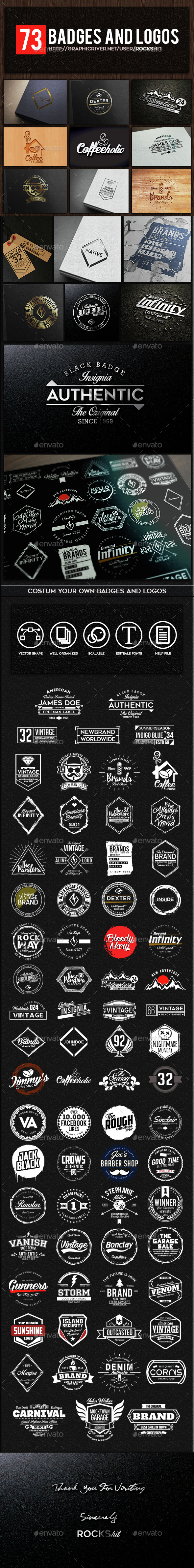 73 Badges and Logos - Badges & Stickers Web Elements
