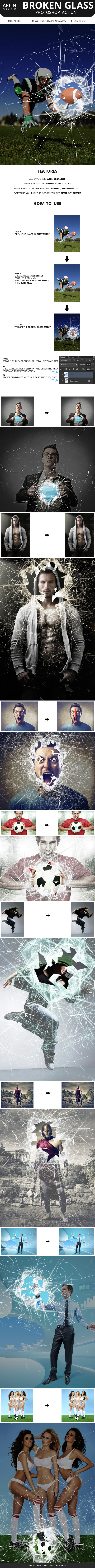 Broken Glass Photoshop Action - Photo Effects Actions