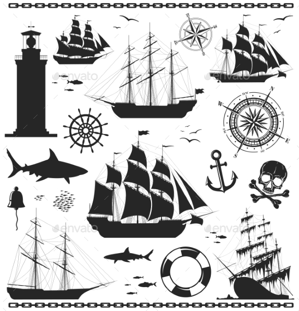Set of Nautical Design Elements - Miscellaneous Vectors