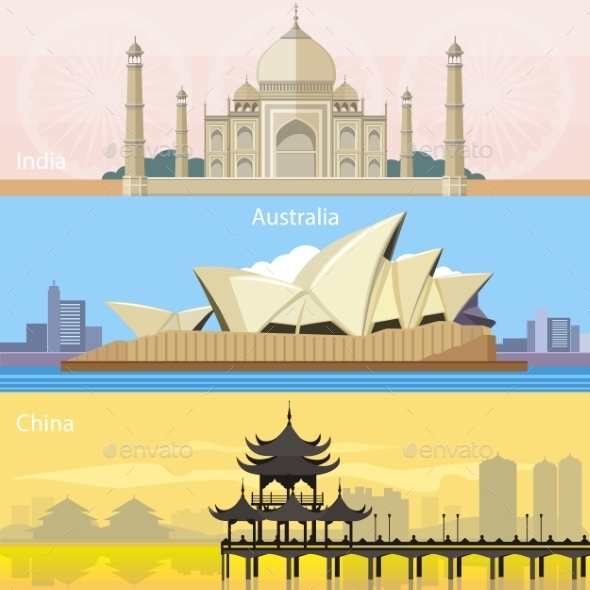 Australian, China and India - Buildings Objects