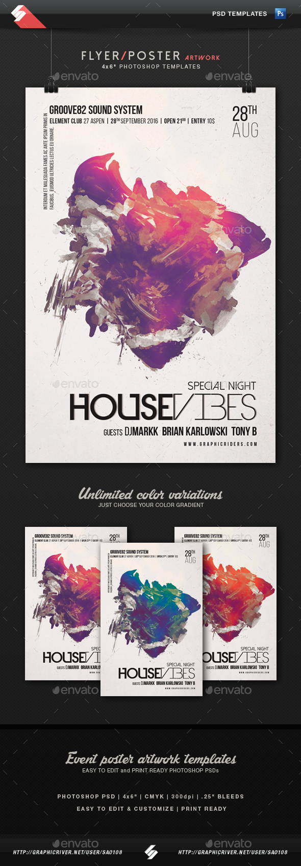 House Vibes - Party Flyer Artwork Template - Clubs & Parties Events