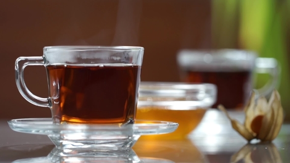 Transparent Cup Of Tea On The Table