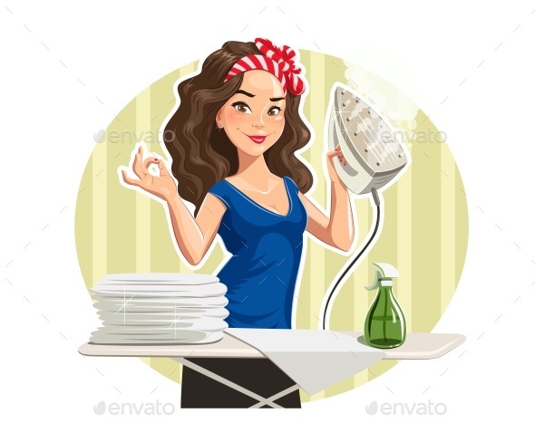 Girl with Iron and Linen - People Characters
