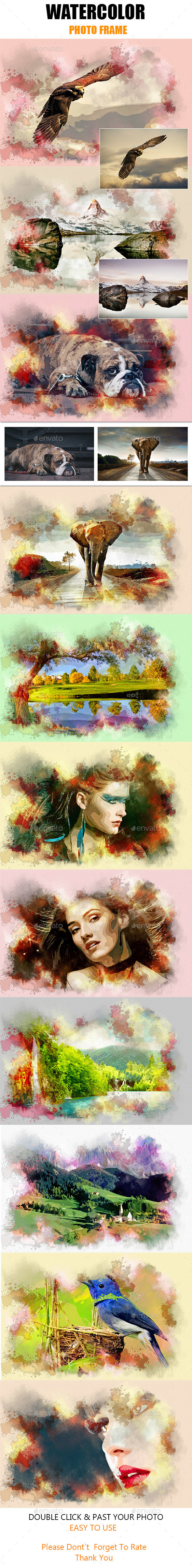 Watercolor Photo Frame - Photo Templates Graphics