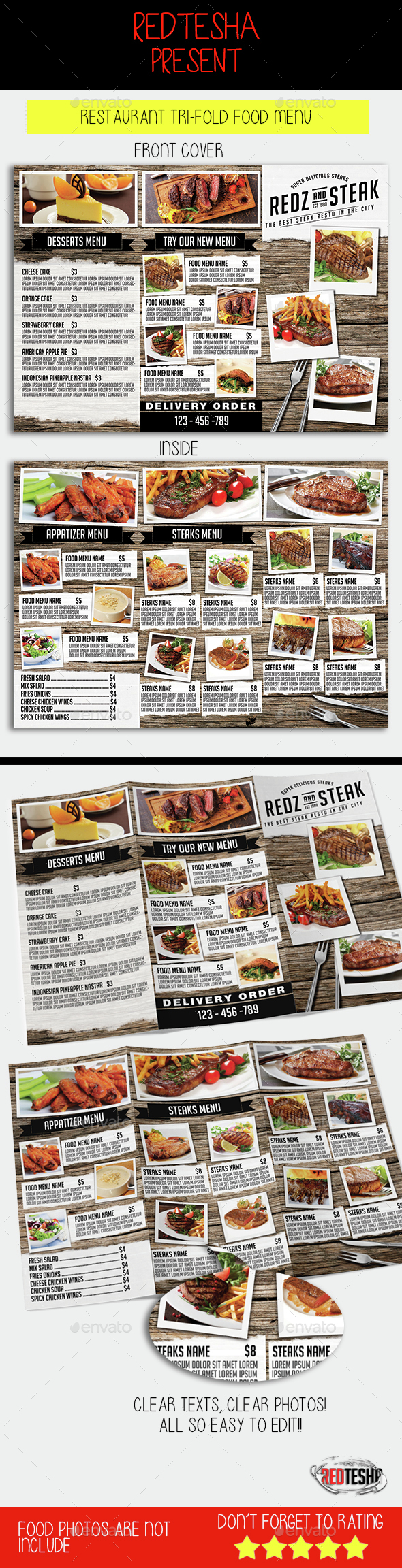 Restaurant Trifold Menu - Food Menus Print Templates