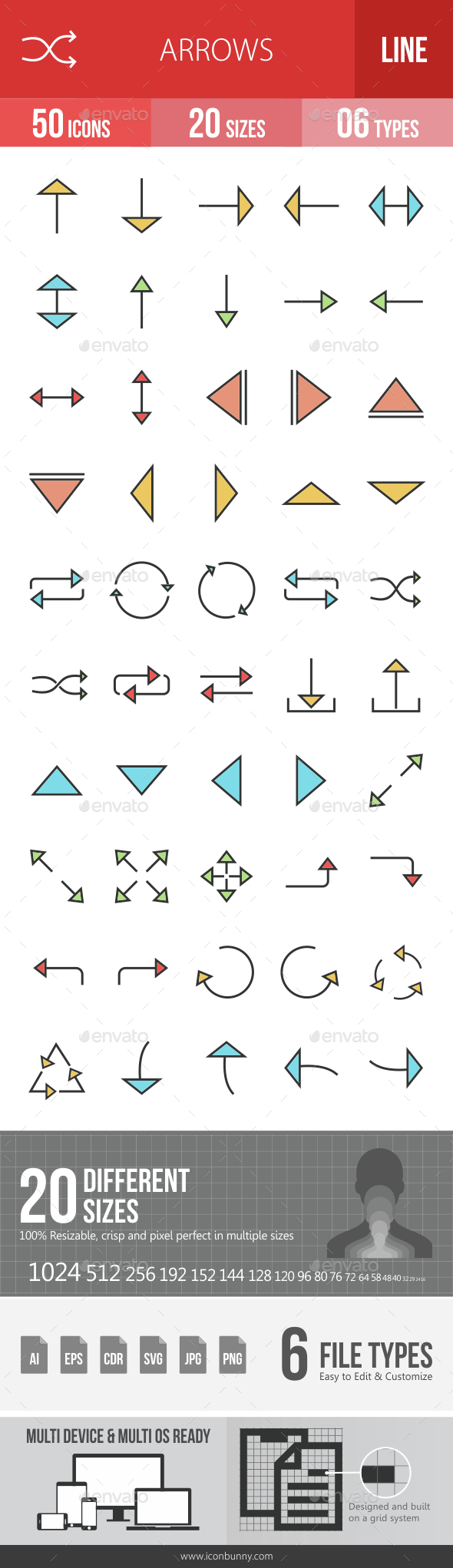 Arrows Filled Line Icons - Icons