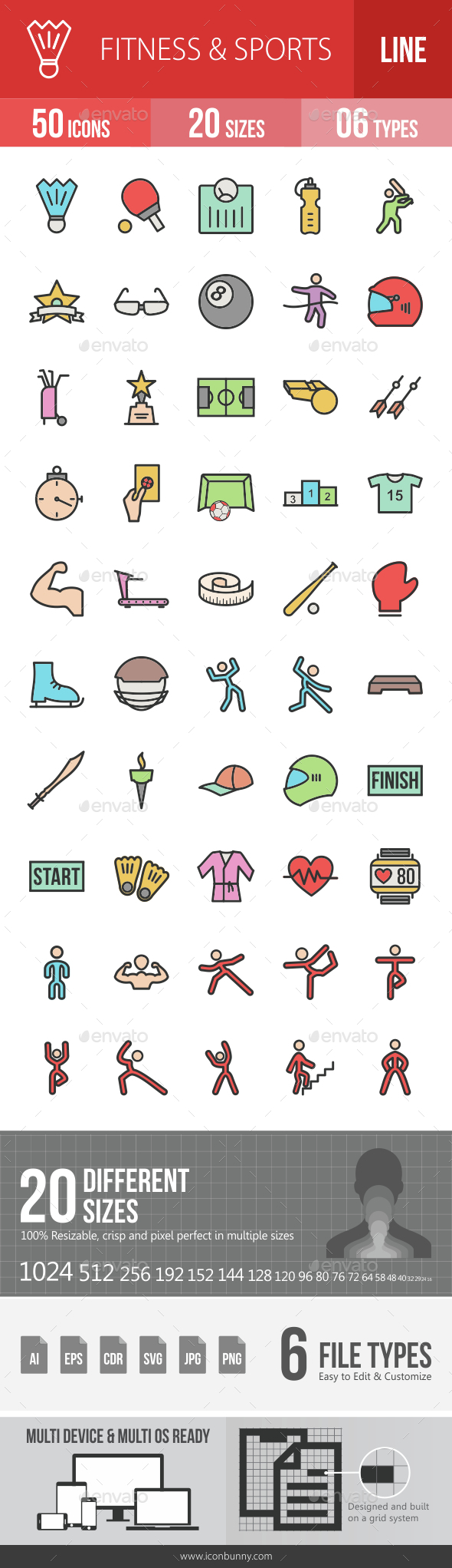 Fitness & Sports Filled Line Icons - Icons