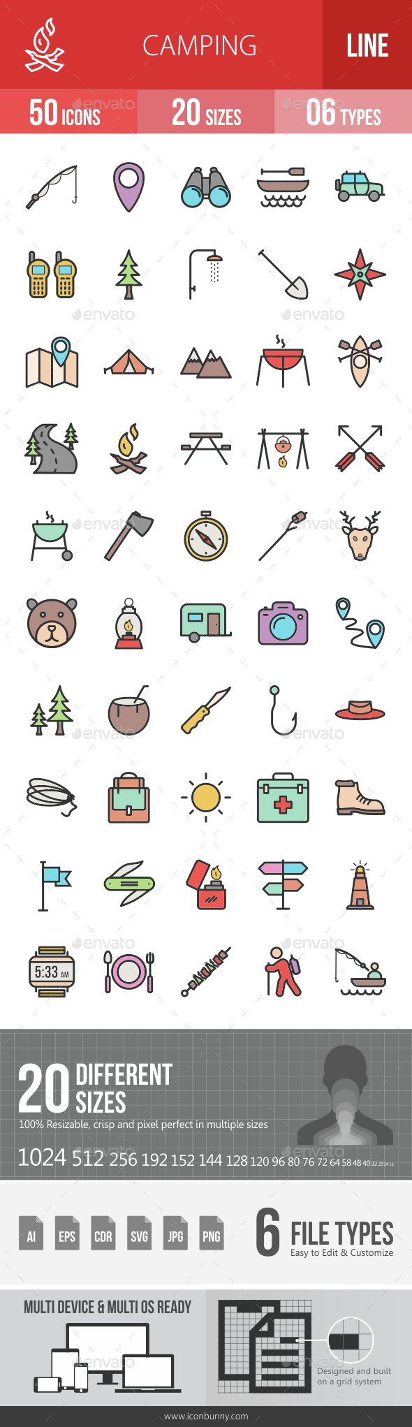 Camping Filled Line Icons - Icons