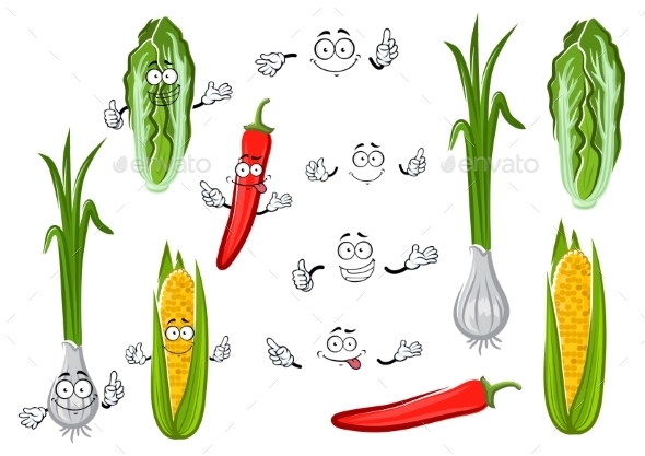 Chilli Pepper, Corn, Onion And Cabbage - Food Objects