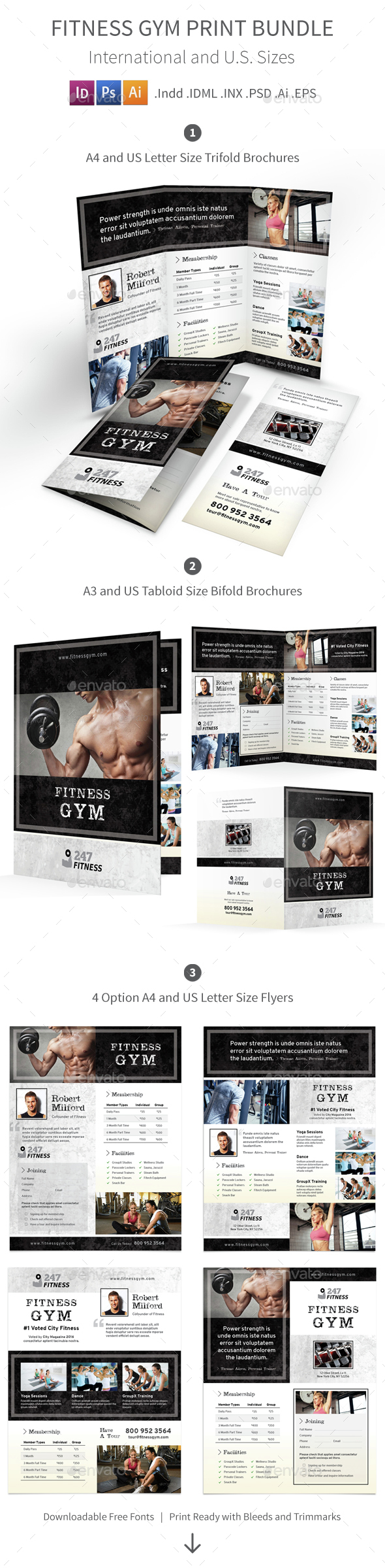 Fitness Gym Print Bundle 3 - Informational Brochures