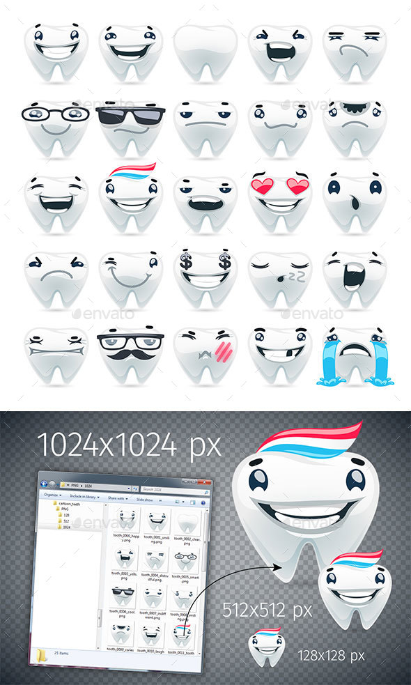 Cartoon Teeth Emoticons - Miscellaneous Characters