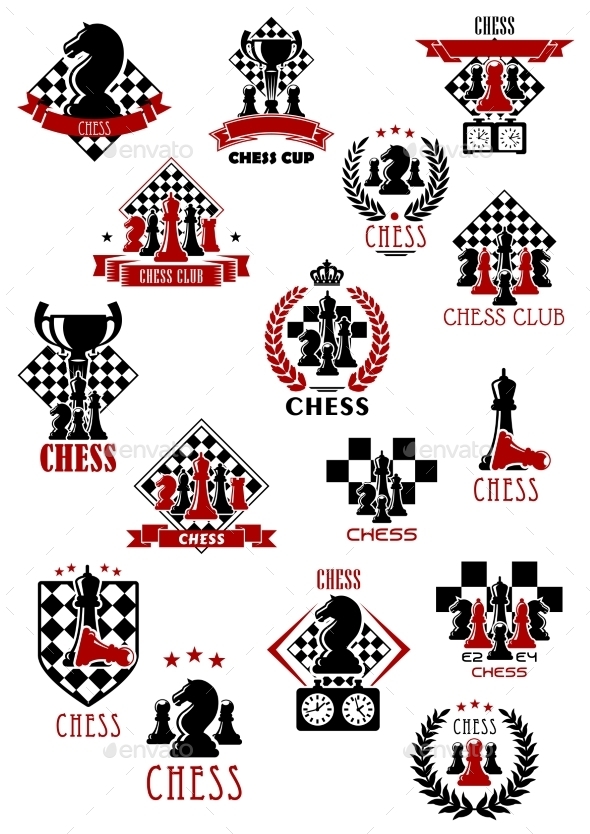 Chess Sport Game Icons, Emblems And Symbols - Sports/Activity Conceptual