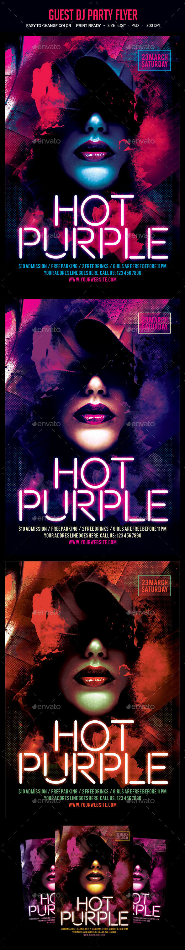 Hot Purple Party Flyer - Clubs & Parties Events