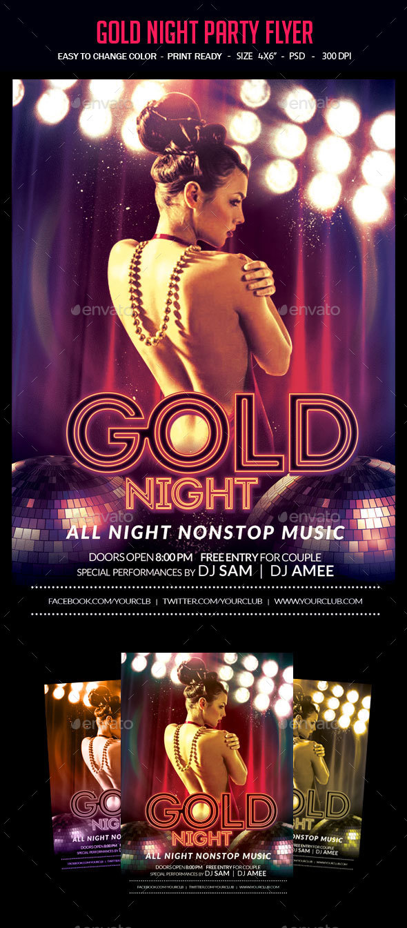 Gold Night Party Flyer - Clubs & Parties Events