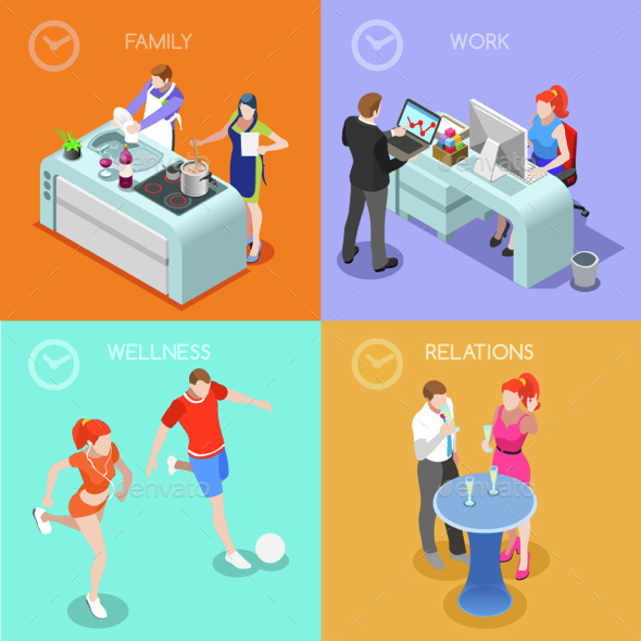 Life Time 01 People Isometric - People Characters