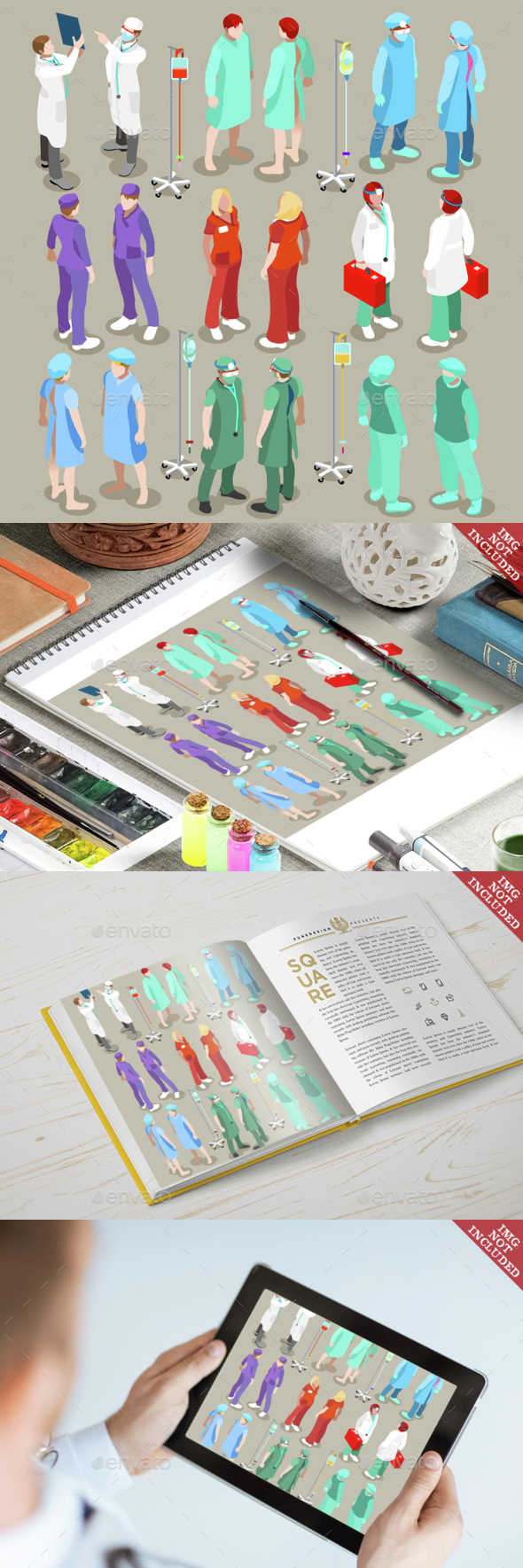 Hospital 21 People Isometric - Health/Medicine Conceptual